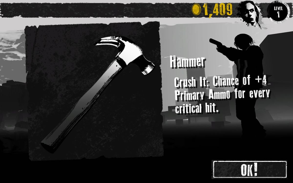 Fear the Walking Dead: Dead Run (Android) screenshot: A new melee weapon has been earned.