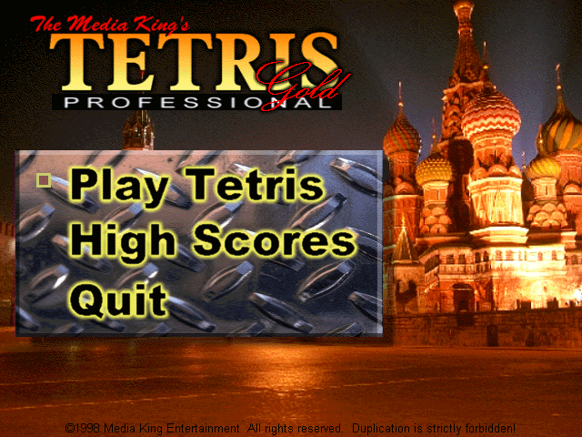 Tetris Gold Professional (DOS) screenshot: Main Menu