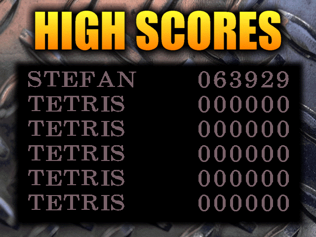Tetris Gold Professional (DOS) screenshot: High Score List
