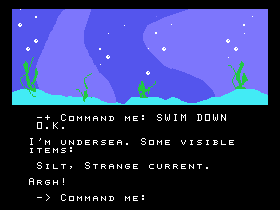 Return to Pirate's Isle (TI-99/4A) screenshot: Under the sea...