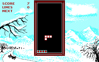 Tetris (DOS) screenshot: Level 2 (CGA)