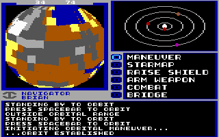 Starflight 2: Trade Routes of the Cloud Nebula (DOS) screenshot: Orbiting a planet.