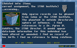 Blake Stone: Aliens of Gold (DOS) screenshot: Lots of in-game story text, including before and after chapters.