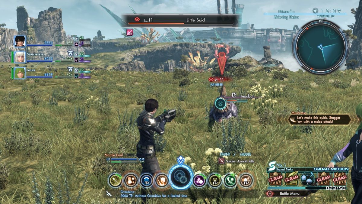 XenobladeX: HB (Wii U) screenshot: H.B. in battle.