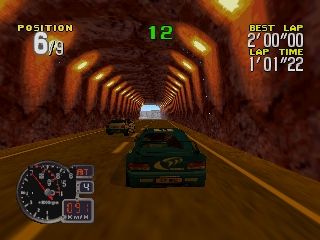 Rally Challenge 2000 (Nintendo 64) screenshot: Inside a tunnel