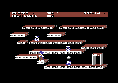 Ollie's Follies (Commodore 64) screenshot: One jump away