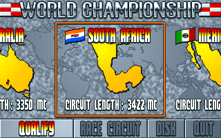 F17 Challenge (Amiga) screenshot: First circuit in 'World Championship' mode