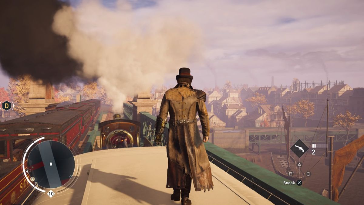 Assassin's Creed: Syndicate - Victorian Legends Outfit for Jacob (PlayStation 4) screenshot: That's one way of riding a train