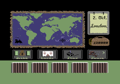 In 80 Days Around the World (Commodore 64) screenshot: Main menu