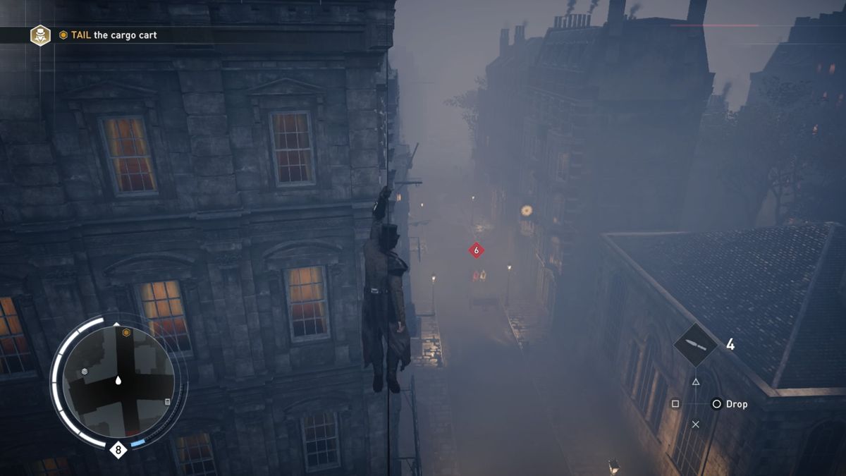 Assassin's Creed: Syndicate - Victorian Legends Outfit for Jacob (PlayStation 4) screenshot: Tailing your target from the high ground