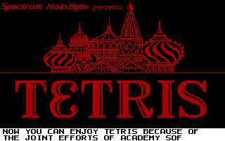 Tetris (DOS) screenshot: Title (CGA)