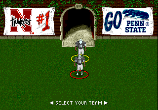 College Football's National Championship II (Genesis) screenshot: Choose a team to play as.