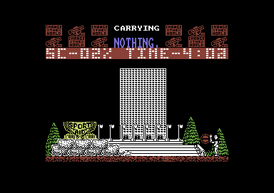 The Race Against Time (Commodore 64) screenshot: Have to find another way to get to that cap