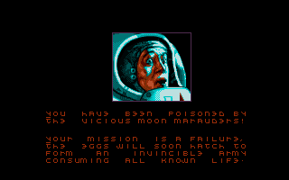 Infestation (DOS) screenshot: Much to my dismay, following some furious combat, I found myself expired.