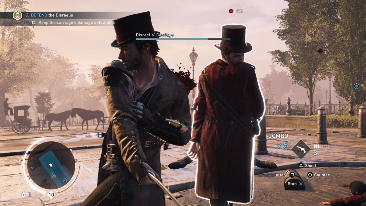 Assassin's Creed: Syndicate - Victorian Legends Outfit for Jacob (PlayStation 4) screenshot: Kill strike action camera