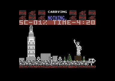 The Race Against Time (Commodore 64) screenshot: Welcome to New York
