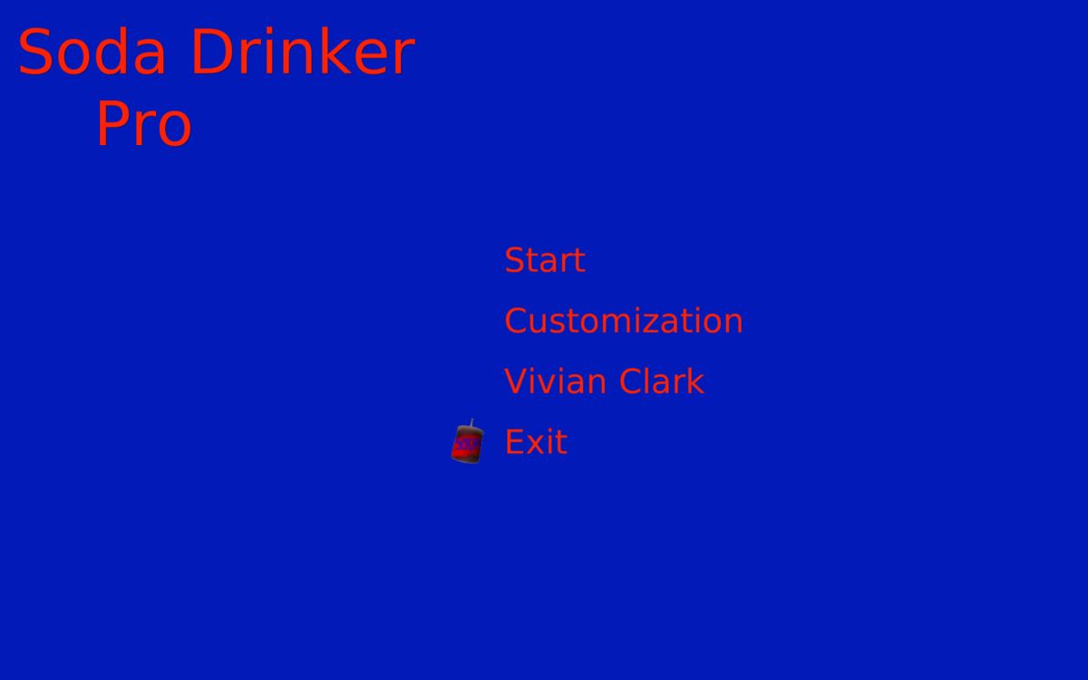 Soda Drinker Pro (Windows) screenshot: Main menu with Vivian Clark already activated.