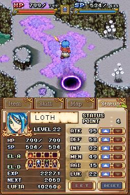 From the Abyss (Nintendo DS) screenshot: Stats