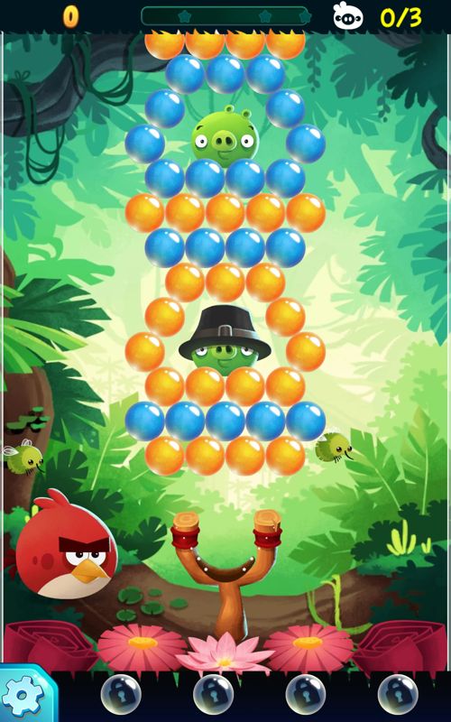 Angry Birds: Pop (Android) screenshot: Pop the bubbles to make the pigs drop.