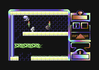 Lazarus (Commodore 64) screenshot: One of the robots left behind a bonus