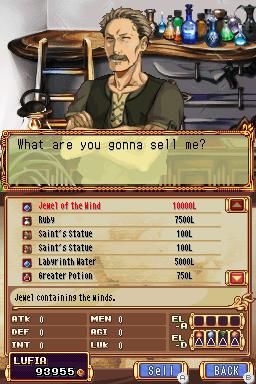 From the Abyss (Nintendo DS) screenshot: Selling time