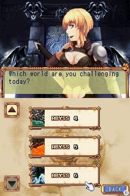 From the Abyss (Nintendo DS) screenshot: Choose the next level