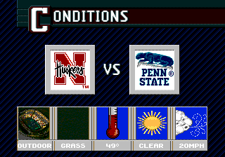 College Football's National Championship II (Genesis) screenshot: The condition of the game