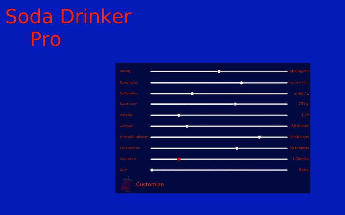 Soda Drinker Pro (Windows) screenshot: Options to customize the soda.