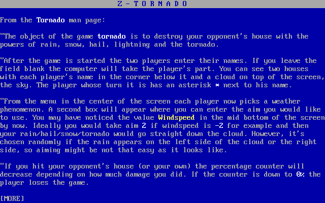 Tornado (Linux) screenshot: Instructions