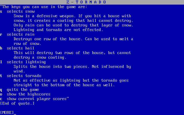 Tornado (Linux) screenshot: Keys