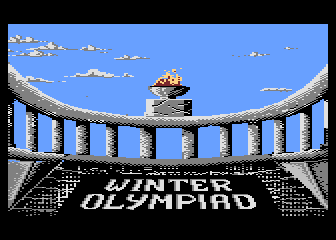 Winter Challenge: World Class Competition (Atari 8-bit) screenshot: The torch (Winter Olympiad '88)