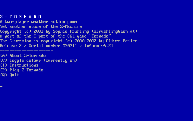 Tornado (Linux) screenshot: Start menu