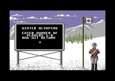 Winter Challenge: World Class Competition (Commodore 64) screenshot: Enter number of players