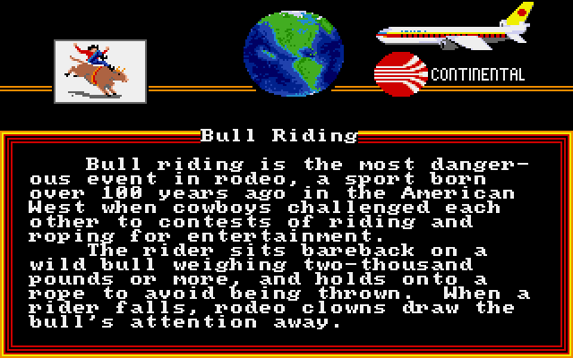 World Games (Amiga) screenshot: Bull Riding description
