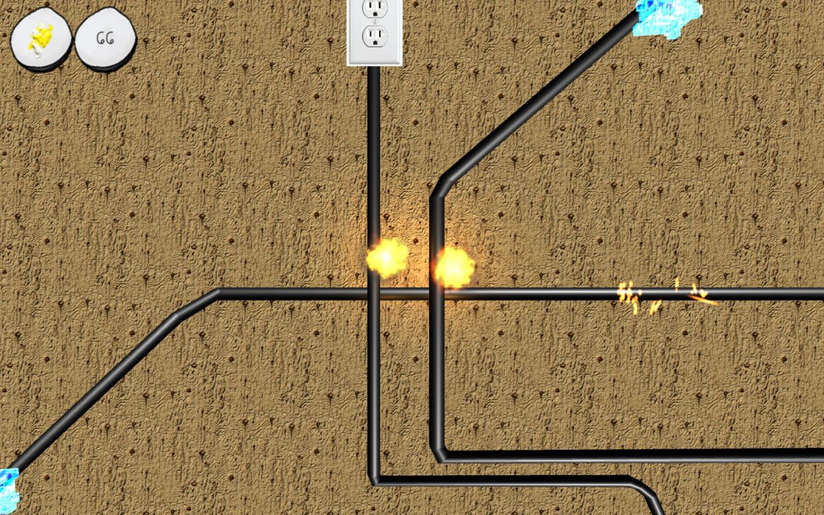 Soda Drinker Pro (Windows) screenshot: Suddenly you turn into a spark, following an electrical circuit.