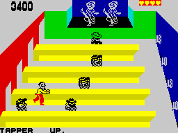 Tapper (ZX Spectrum) screenshot: Successfully collected a tip from the bar table