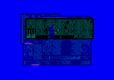 Batman: The Caped Crusader (Amstrad CPC) screenshot: Room transitions are shown in a comic book fashion.