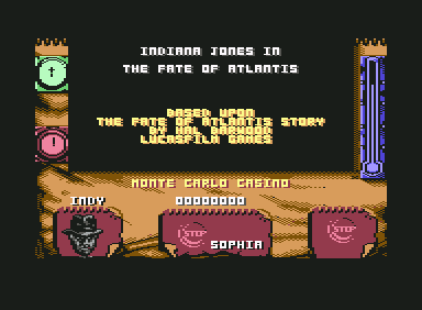 Indiana Jones and the Fate of Atlantis: The Action Game (Commodore 64) screenshot: Title Screen