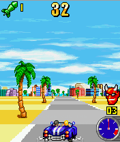 Speed Devils (J2ME) screenshot: Drifting on the Miami Beach track.