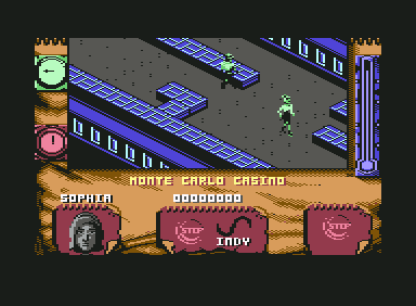 Indiana Jones and the Fate of Atlantis: The Action Game (Commodore 64) screenshot: Controlling Sophia