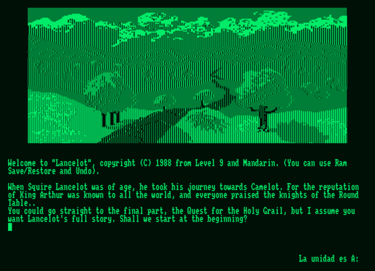 Lancelot (Amstrad PCW) screenshot: Not the best graphics I've seen on the PCW...