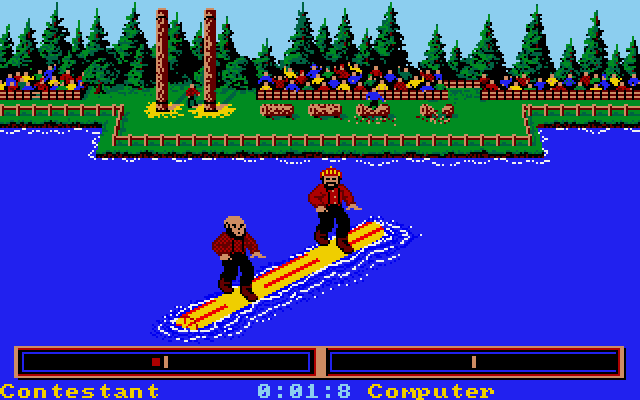 World Games (Amiga) screenshot: Toss your opponent into the water