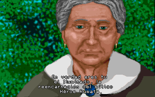 Leyendas de Lhodrye: La Luz del Druida (DOS) screenshot: Gran ma giving us some clues