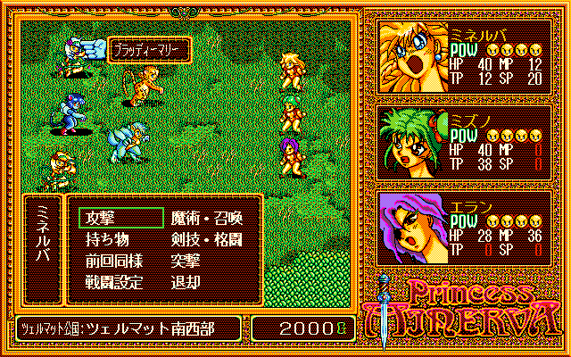 Princess Minerva (PC-98) screenshot: Battle against some animals :)
