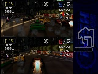 San Francisco Rush 2049 (Nintendo 64) screenshot: 2-player in Single Race