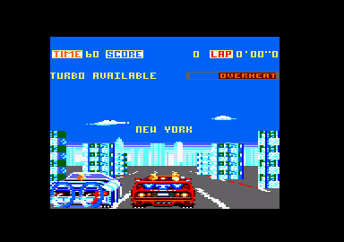 Turbo Out Run (Amstrad CPC) screenshot: Our race through the USA starts in New York