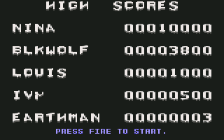 The Addams Family (Commodore 64) screenshot: High Scores
