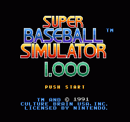 Super Baseball Simulator 1.000 (SNES) screenshot: Title Screen