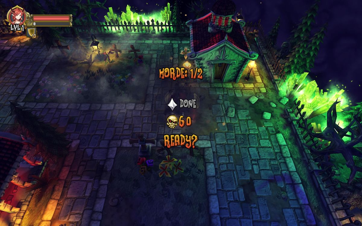 Demon's Crystals (Windows) screenshot: Start of the first "horde" (mission): kill 60 enemies.