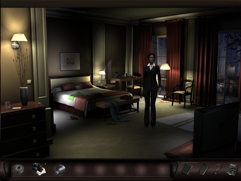 Art of Murder: Hunt for the Puppeteer (Windows) screenshot: Your hotel room